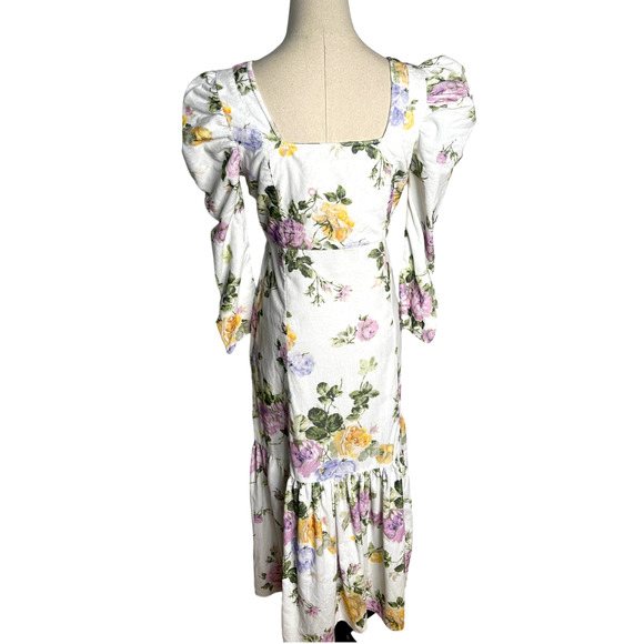 LoveShackFancy 6 Ellington Corduroy Milkmaid Dress Puff Sleeve Square Neck Midi - Picture 6 of 7
